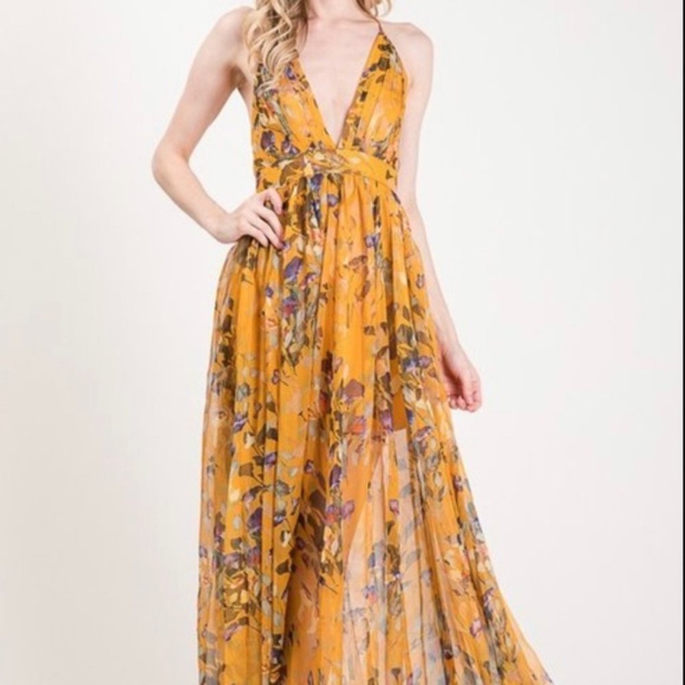 NWT Floral Windsor Low Back Maxi Dress